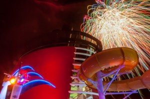 Fireworks on the ship